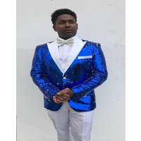 Royal and White Sequin Tuxedo for Men — Fashion Accessories