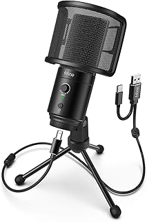FIFINE USB Condenser Microphone for PC and Mac with Pop Filter