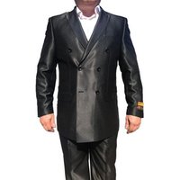 Costume Noir Classique Ajusté pour Hommes avec Pantalons Plissés