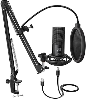 FIFINE USB Podcast Microphone Kit for PC with Boom Arm and Gain Control — Usb Microphone