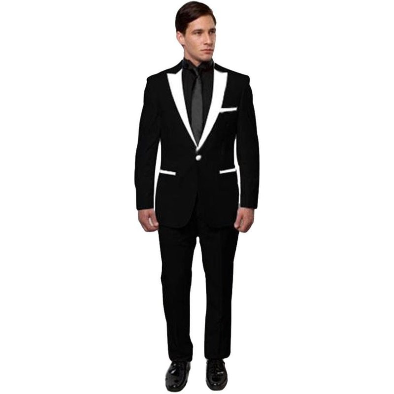 AlbertoNardoniStore Stage-Tux Black/White Double Breasted Suit