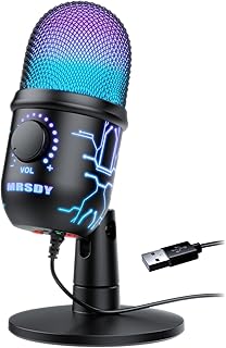 MRSDY USB Gaming Microphone with Noise Reduction and RGB Lighting