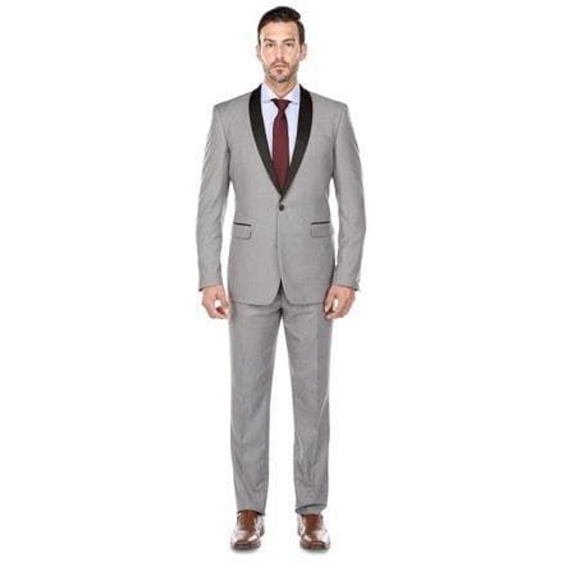 Tux-Shawl Lt. Gray/Black Tuxedo by AlbertoNardoniStore — Mens Suits & Blazers