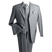Men's Light Gray Classic Fit Suit with Pleated Pants