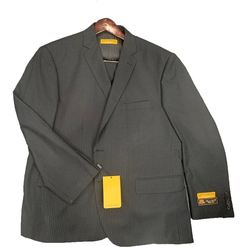 AlbertoNardoniStore Pinstripe-2BV Black and White Stripe Suit — Fashion Accessories