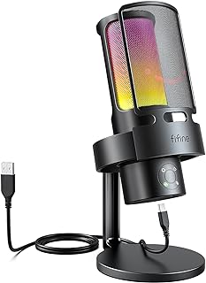 FIFINE USB Gaming Microphone with RGB Lighting and 4 Pick-up Patterns
