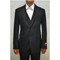 Alberto Nardoni Black Modern Fit 3-Piece Suit — Mens Suits & Blazers