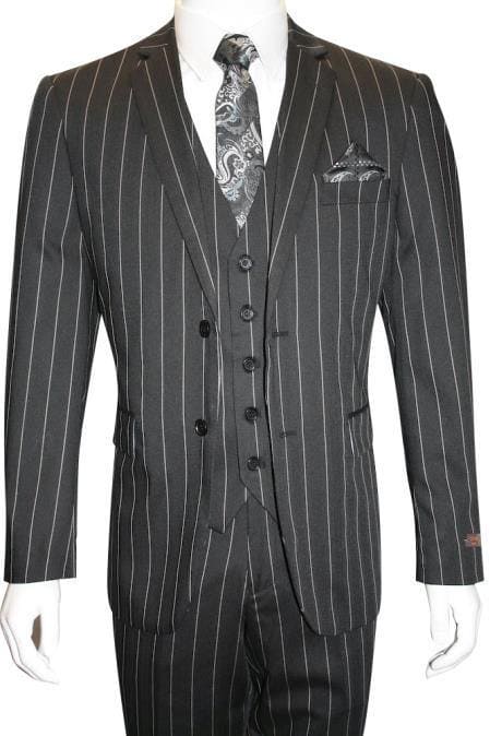 Costume moderne ajusté noir/blanc pour hommes 1920 — Costumes et vestons pour hommes