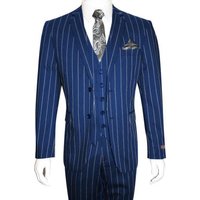 Costume Moderne Ajusté 1920 Marine/Blanc pour Homme