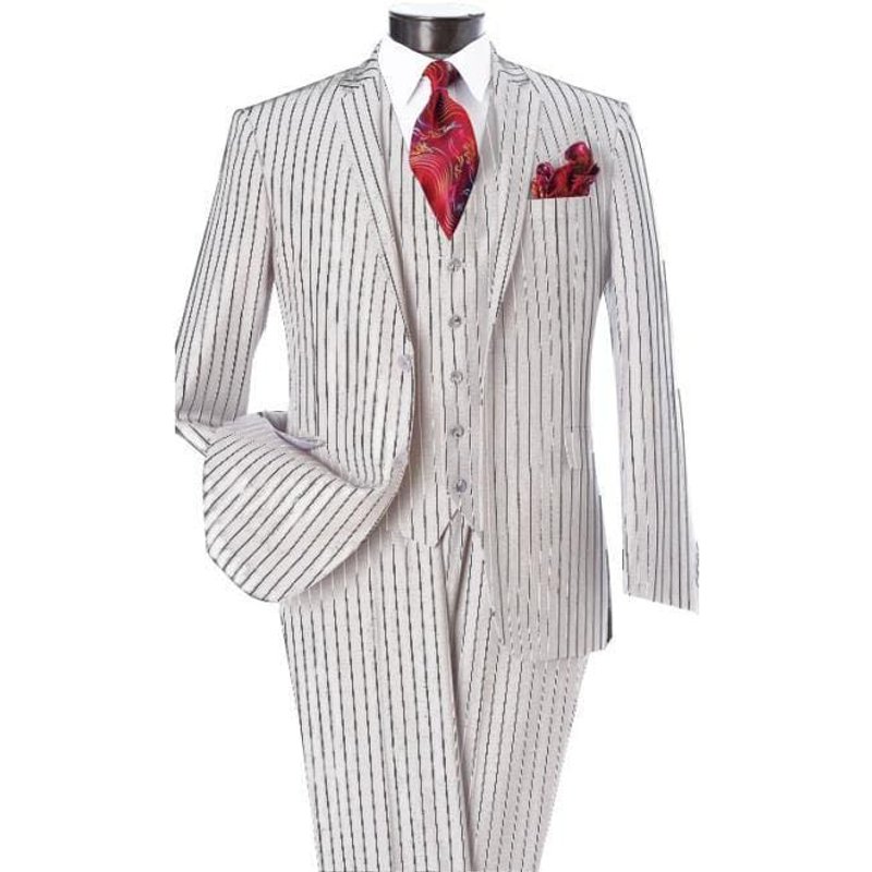 1920 Costume Moderne Ajusté Blanc/Noir pour Homme — Costumes et vestons pour hommes