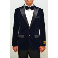 Alberto Nardoni Store Costume de smoking en velours bleu marine/noir — Costumes et vestons pour hommes