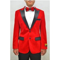 Alberto Nardoni Store Costume de smoking en velours #3 Rouge/Noir — Costumes et vestons pour hommes