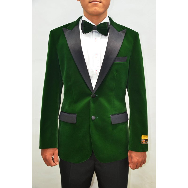 Veste de Tuxedo en Velours #5 Vert/Noir d'Alberto Nardoni Store — Costumes et vestons pour hommes