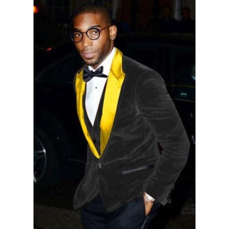 Velvet-Tux101 Black and Gold Blazer