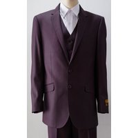Alberto Nardoni Men's Modern Fit Tailored Plum Suit