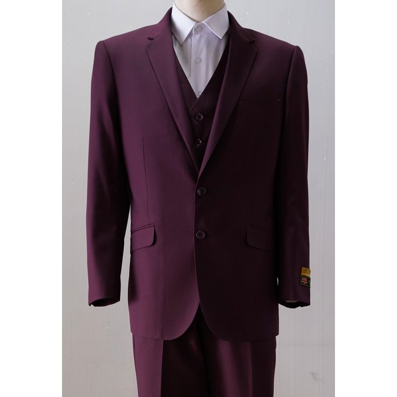 Alberto Nardoni Men's Modern Fit Burgundy Suit