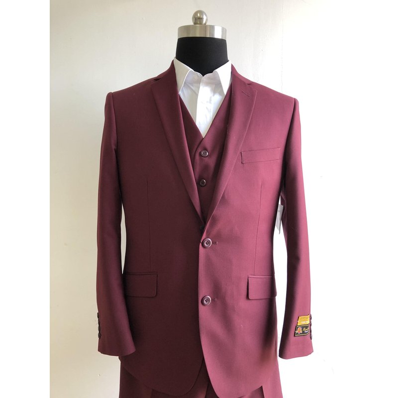 Alberto Nardoni AN-2V Burgundy Men's Modern Fit Suit