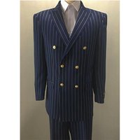 Bold-40 Navy and Gold Double Breasted Suit with Pinstripe Pants — Fashion Accessories