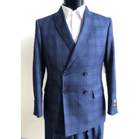 Costume à carreaux Wool-SL-Indigo avec motif à carreaux classique — Accessoires de mode