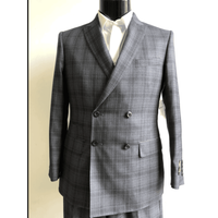 Wool-SL-Char-Plaid Men's Suit with Satin Peak Lapel — Fashion Accessories