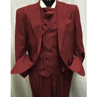 Men's Burgundy Classic Fit Suit with Pleated Pants — Mens Suits & Blazers