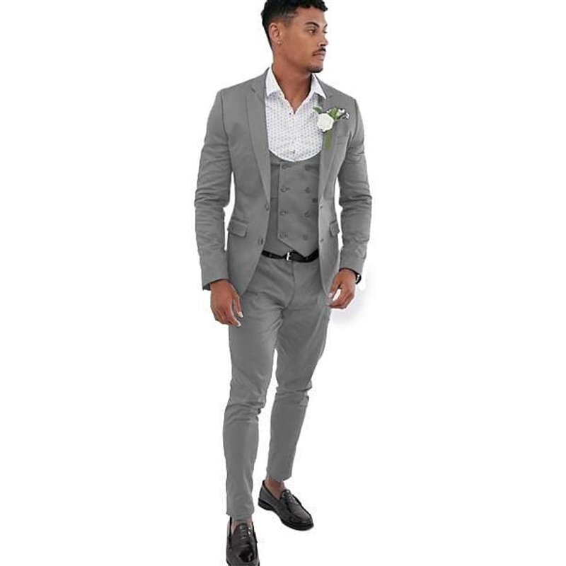James Grey Sharkskin Men's Suit with Double Breasted Design — Fashion Accessories