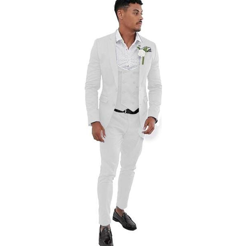 AlbertoNardoniStore James White Solid Men's Suit — Fashion Accessories
