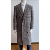 Alberto Nardoni Men's Double Breasted Wool Overcoat in Light Charcal — Winter Jacket Men