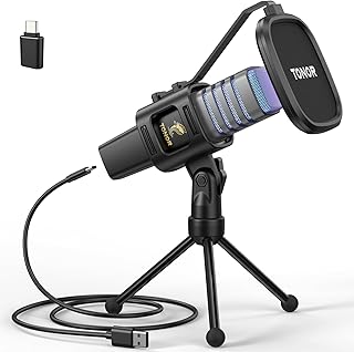 TONOR RGB USB Microphone, Cardioid Condenser Mic with Stand — Usb Microphone