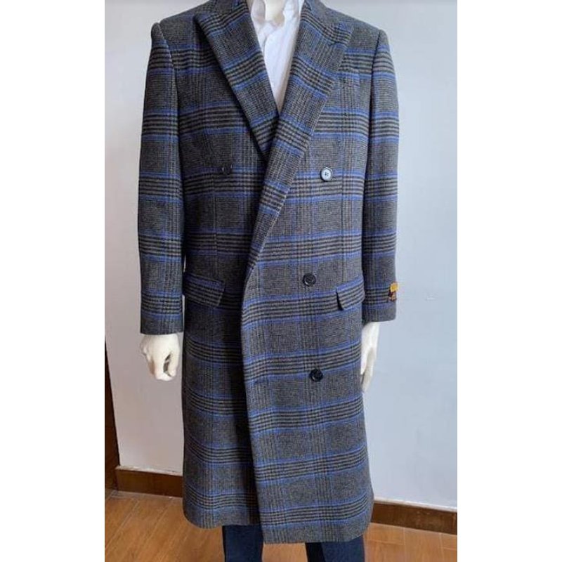 Men's Double Breasted Wool Overcoat in Charcoal Gray — Winter Jacket Men