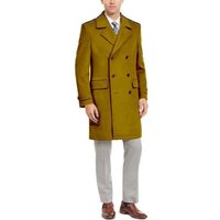 AlbertoNardoniStore Men's Wool Trench Coat - Mustard Color