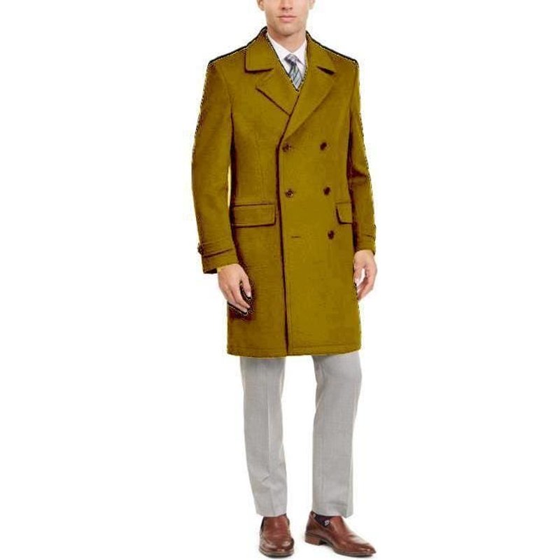Manteau en Laine pour Hommes AlbertoNardoniStore - Couleur Moutarde — Veste d'hiver Hommes