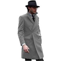 Double Breasted Three Quarter Coat Cashmere Wool Topcoat — Winter Jacket Men