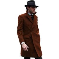 Double Breasted Three Quarter Coat Cashmere Wool Topcoat