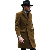 Manteau Croisé Trois Quarts en Cachemire et Laine — Veste d'hiver Hommes