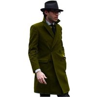 Manteau à Double Boutonnage Trois Quarts Cachemire Laine — Veste d'hiver Hommes