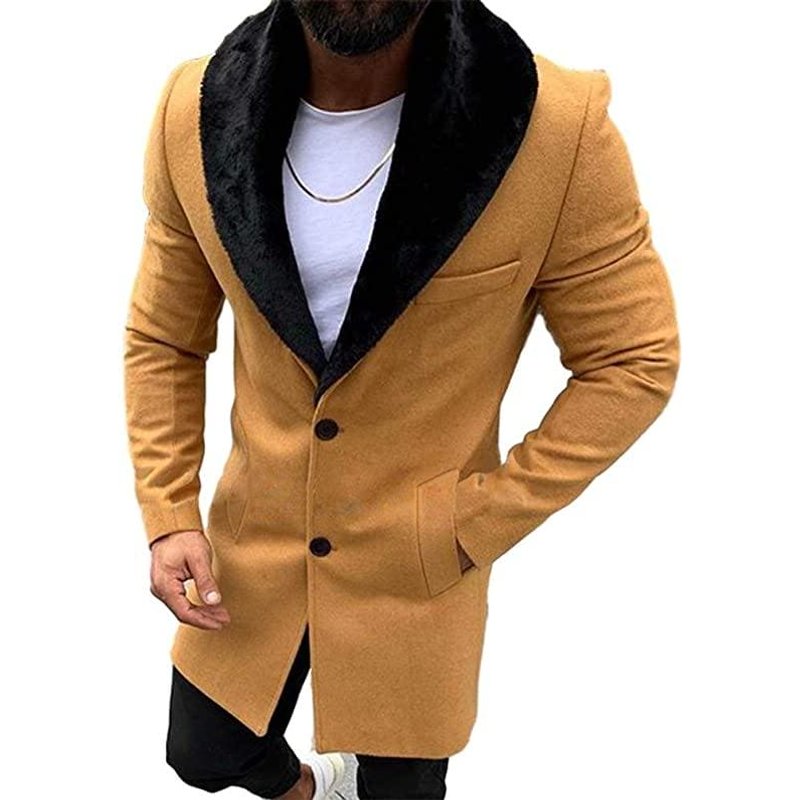 AlbertoNardoniStore Men's Faux Fur Collar Long Woolen Coat — Fashion Accessories