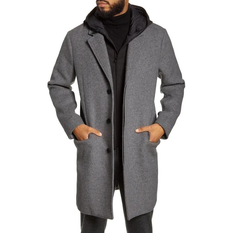 Notch Lapel Hidden Buttons 33 Inch Coat — Fashion Accessories
