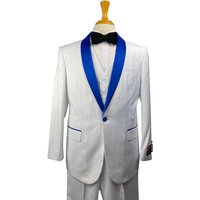 Alberto Nardoni Store Tuxedo Double Boutonnage Blanc-Royal — Costumes et vestons pour hommes