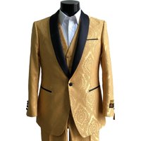 NLO-EuroT Tuxedo Or-Noir-Satin par Tuxedo Wholesale Distributors — Costumes et vestons pour hommes