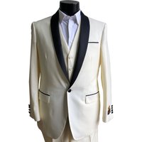 NLO-Shawl-Tux ivoire-noir par Tuxedo Wholesale Distributors — Costumes et vestons pour hommes