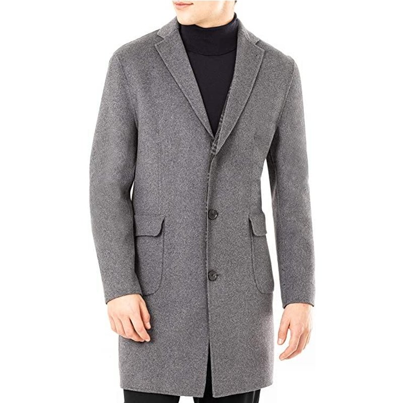 Grey Wool Blend Men's Coat — Fashion Accessories