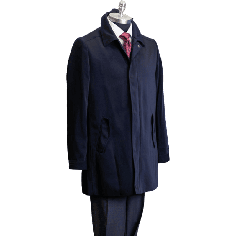 Imperméable bleu marine pour hommes, longueur 3/4, pour une protection élégante contre les intempéries — Accessoires de mode