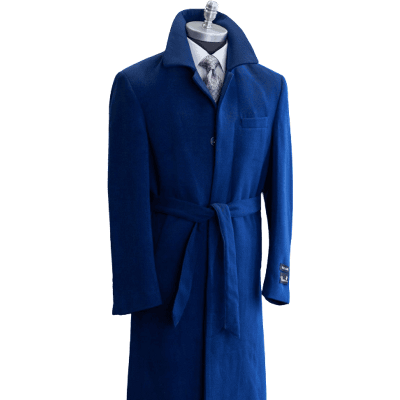 Wool Belted Topcoat in Aero Blue - AlbertoNardoniStore — Leather Belt