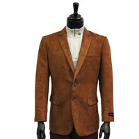 Blazer pour hommes en micro-suède cognac à revers cranté et deux boutons — Costumes et vestons pour hommes