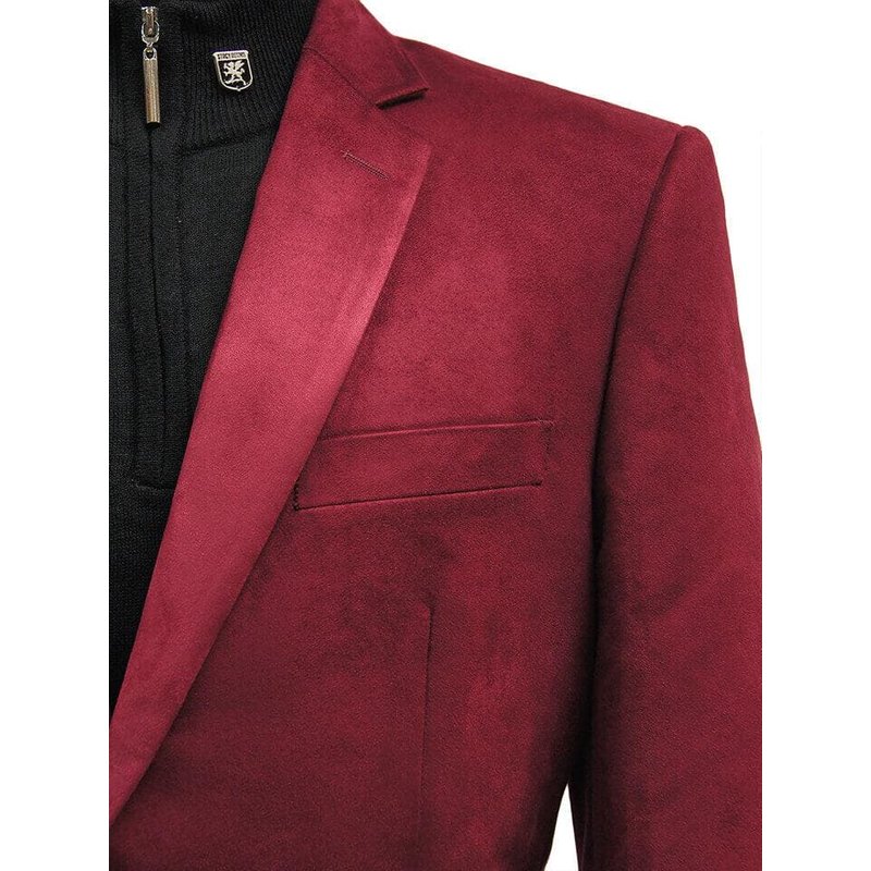 Blazer pour hommes en suède ultra faux couleur vin cranberry — Costumes et vestons pour hommes
