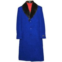 Manteau d'hiver homme Moscow bleu royal avec col en fourrure