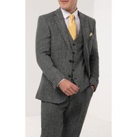 Costume en Herringbone Gris avec Revers Pointe Alberto Nardoni — Costumes et vestons pour hommes