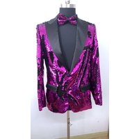 Blazer à paillettes noir violet pour homme