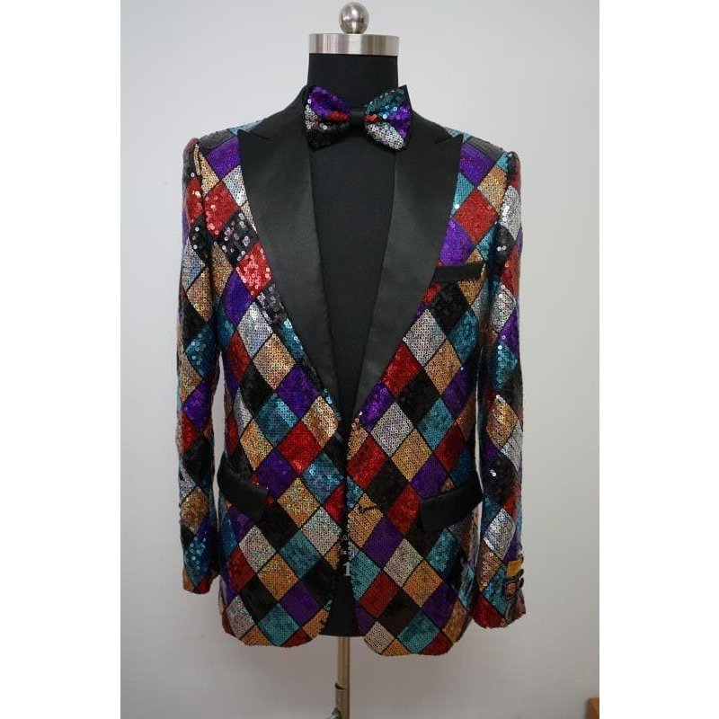Blazer à sequins multicolores pour homme